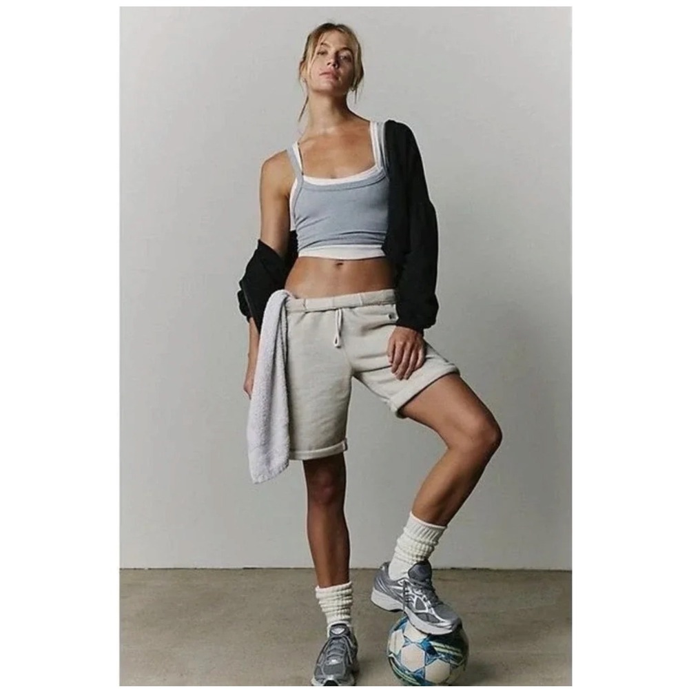 Free People Movement Sweat Shorts Womens M Gray Cotton Lounge Athletic Bermuda